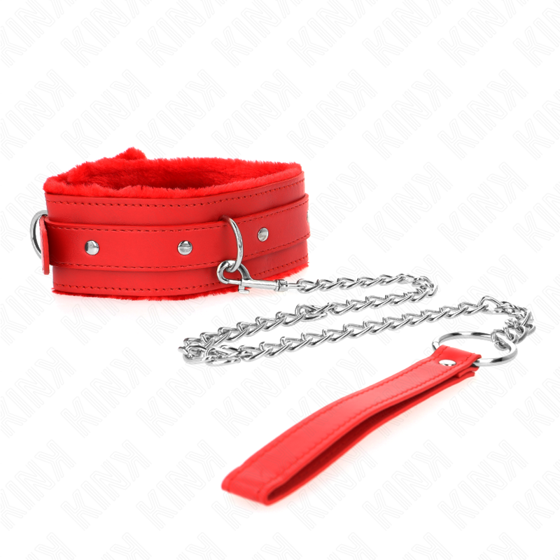 KINK - Halsband med koppel 65 cm med begränsningar röd 36-42 cm x 5,5 cm