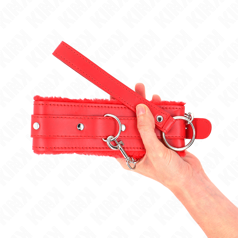 KINK - Halsband med koppel 65 cm med begränsningar röd 36-42 cm x 5,5 cm