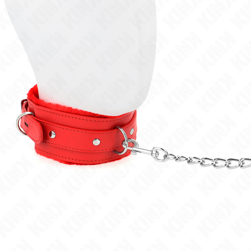 KINK - Halsband med koppel 65 cm med begränsningar röd 36-42 cm x 5,5 cm