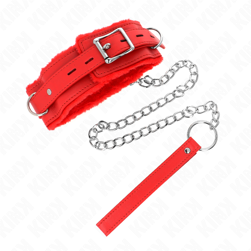 KINK - Halsband med koppel 65 cm med begränsningar röd 36-42 cm x 5,5 cm