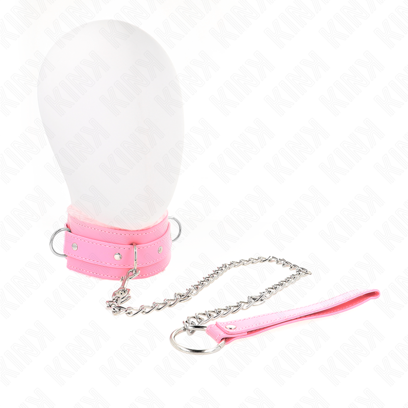 KINK halsband med koppel rosa 65 cm