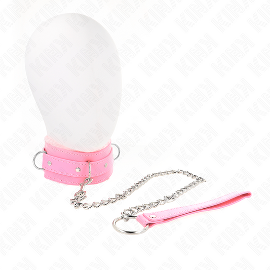 KINK halsband med koppel rosa 65 cm
