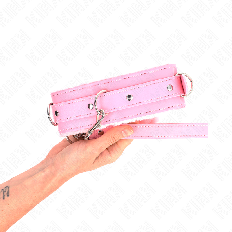 KINK halsband med koppel rosa 65 cm