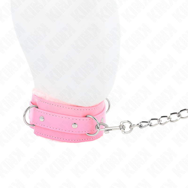 KINK halsband med koppel rosa 65 cm