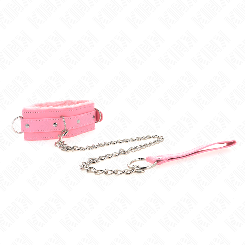 KINK halsband med koppel rosa 65 cm
