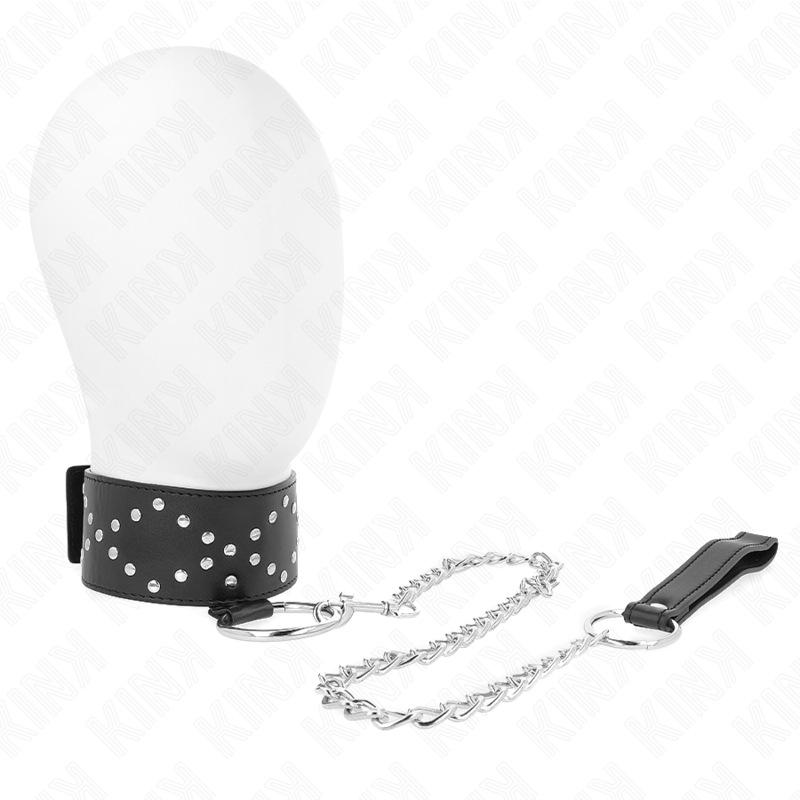 KINK halsband 65 cm med koppel och silverdetaljer