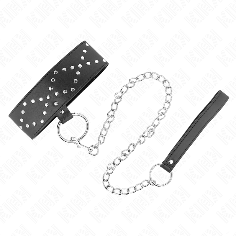 KINK halsband 65 cm med koppel och silverdetaljer