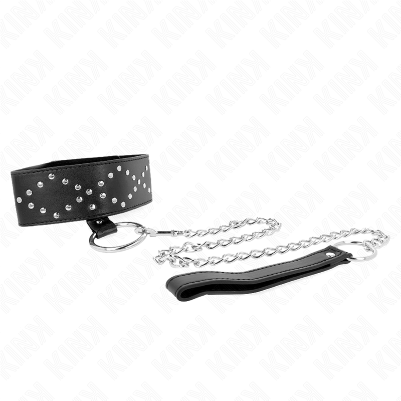 KINK halsband 65 cm med koppel och silverdetaljer