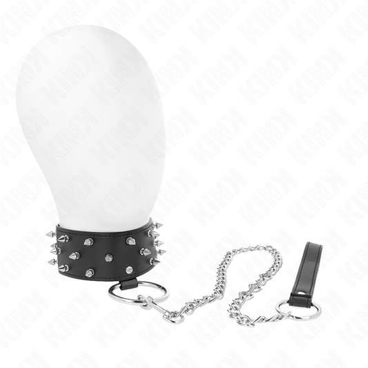 KINK halsband med koppel 65 cm och silverdetaljer