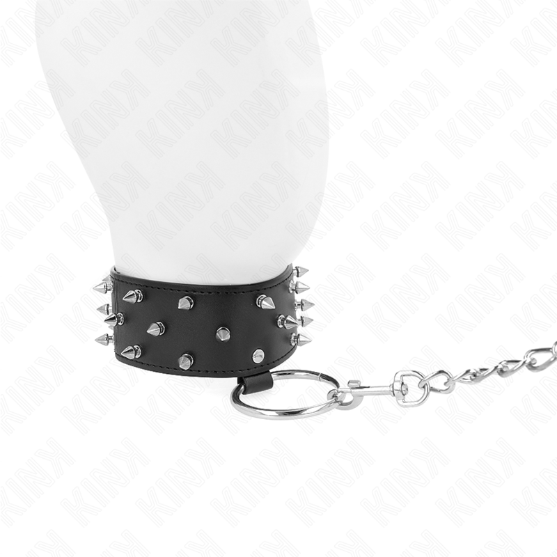 KINK halsband med koppel 65 cm och silverdetaljer