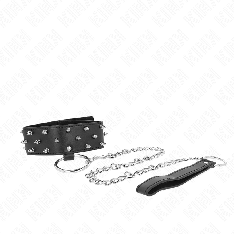 KINK halsband med koppel 65 cm och silverdetaljer