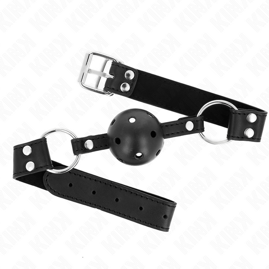 KINK - Andningsbar Boll 4 cm Gag med Dubbel Nitar Modell 1 Svart