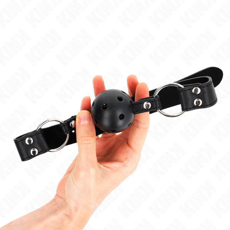 KINK - Andningsbar Boll 4 cm Gag med Dubbel Nitar Modell 1 Svart