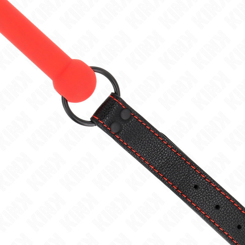KINK - Bone Gag med läderliknande rem röd justerbar 41-57 cm
