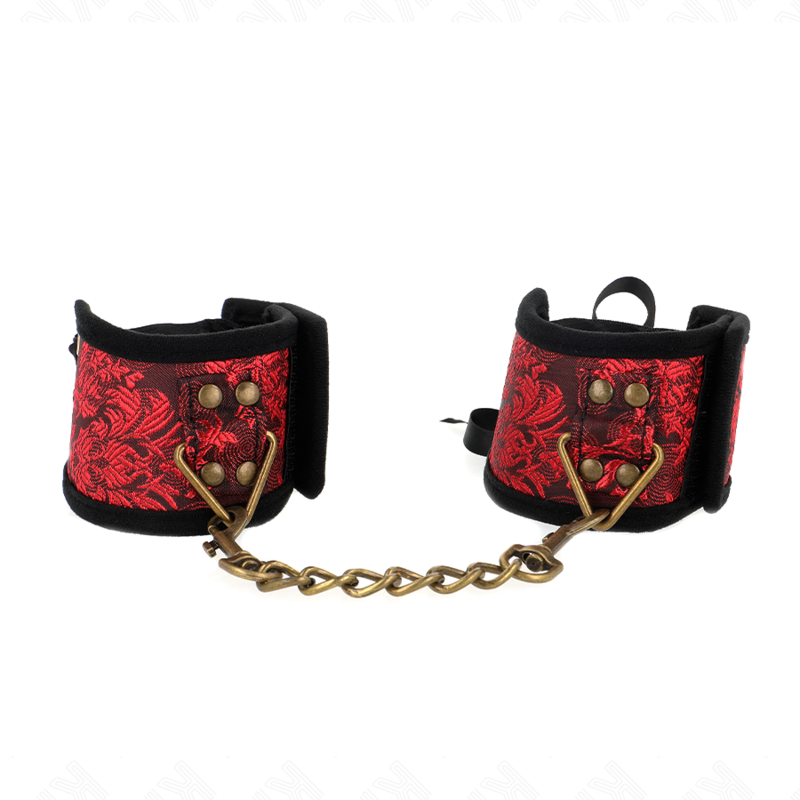KINK - Handledsrestriktioner Röd-Svart Spetsdetaljer 24,5 cm x 6,5 cm