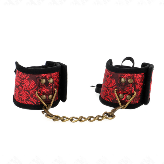 KINK - Handledsrestriktioner Röd-Svart Spetsdetaljer 24,5 cm x 6,5 cm