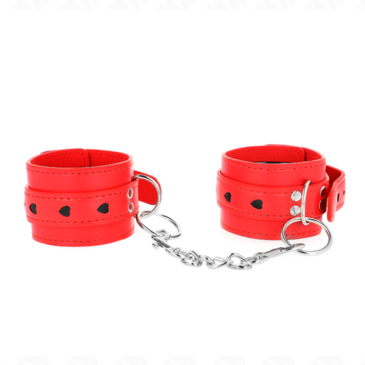 KINK - Röda handledsremmar med svart hjärtinlägg justerbara 21-28 cm x 5,5 cm