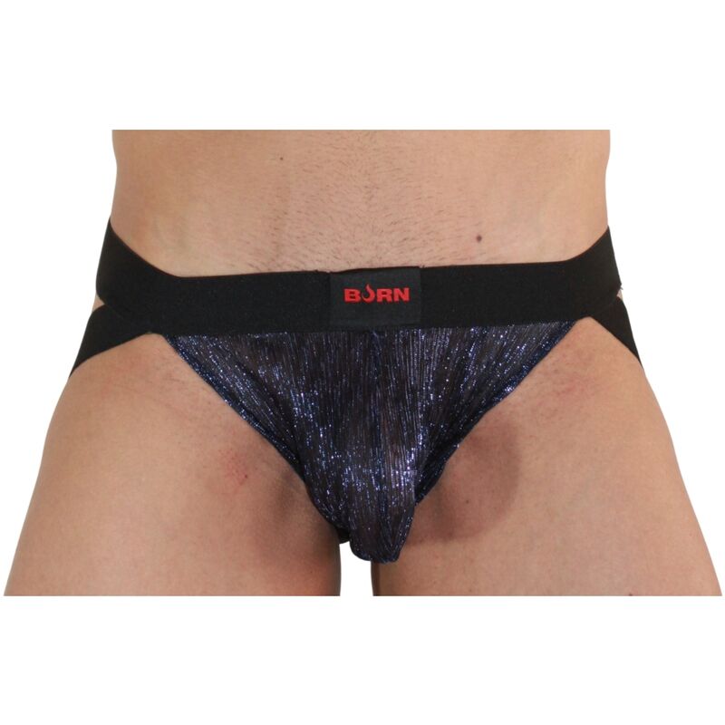 BURN Jockstrap i shiny blå och svart färg, storlek S