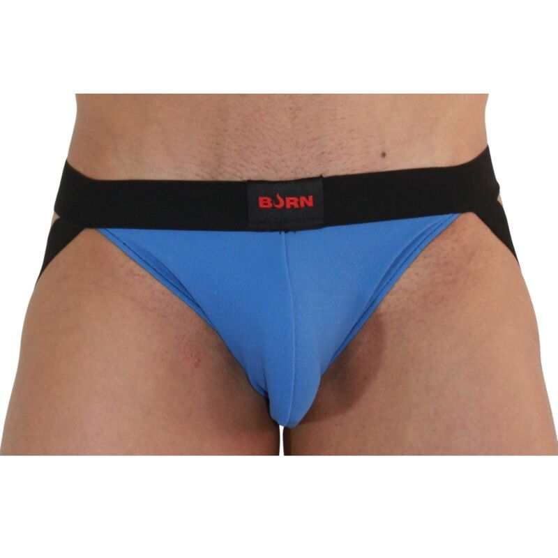 BURN JOCK Blue/Black XL jockstrap