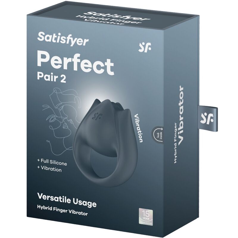 SATISFYER - PERFECT PAIR 2 MULTIVIBRATOR 2 I 1 PENISRING OCH FINGERSTIMULATOR GRÅ