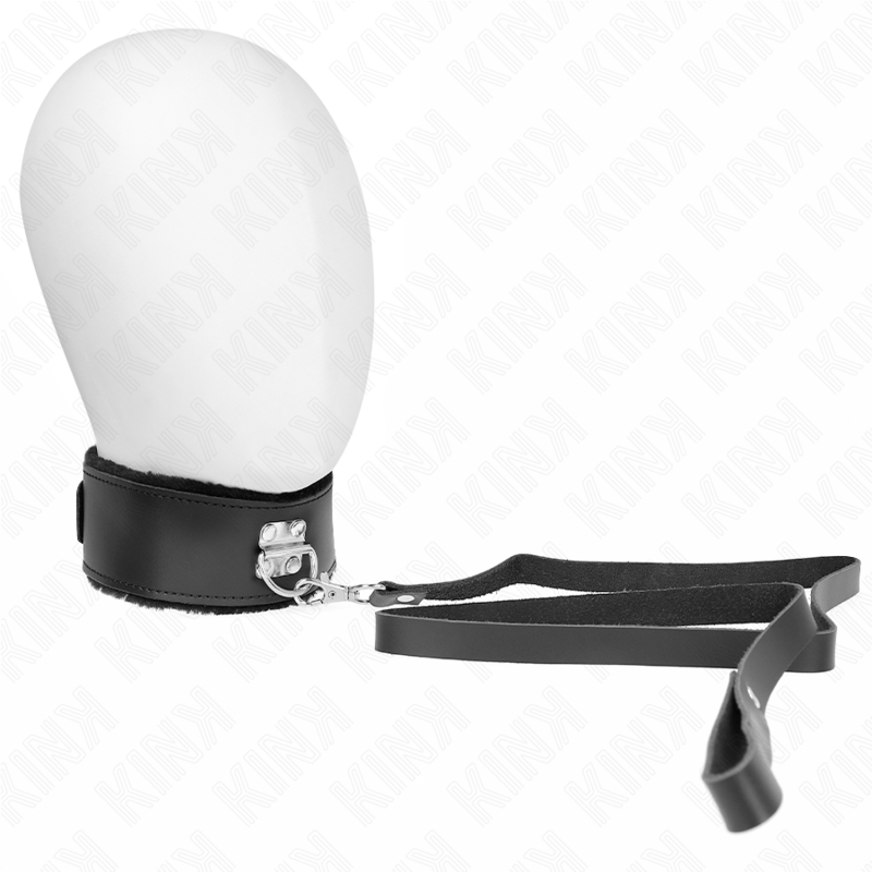 KINK halsband med bälte 116 cm svart läderrem
