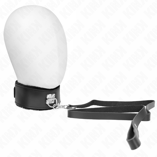 KINK halsband med bälte 116 cm svart läderrem