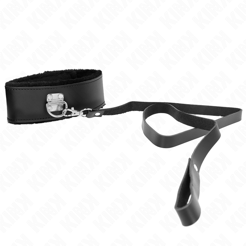 KINK halsband med bälte 116 cm svart läderrem