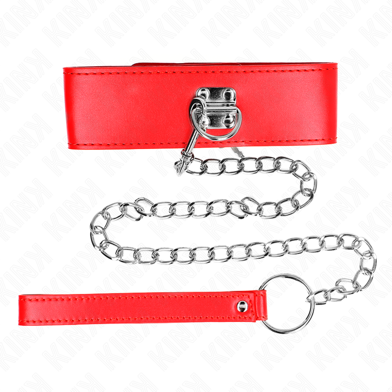 KINK halsband med bälte 65 cm och bred röd rem
