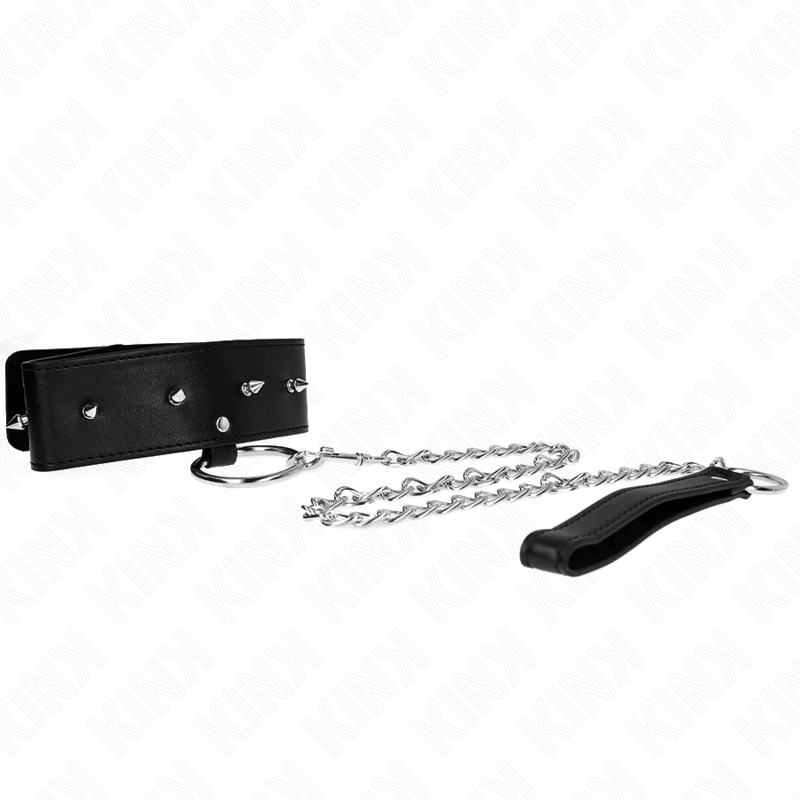 KINK - Halsband 65 cm med koppel och silverdetaljer