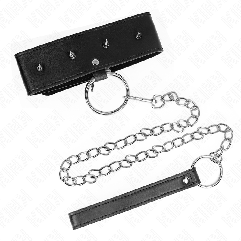 KINK - Halsband 65 cm med koppel och silverdetaljer