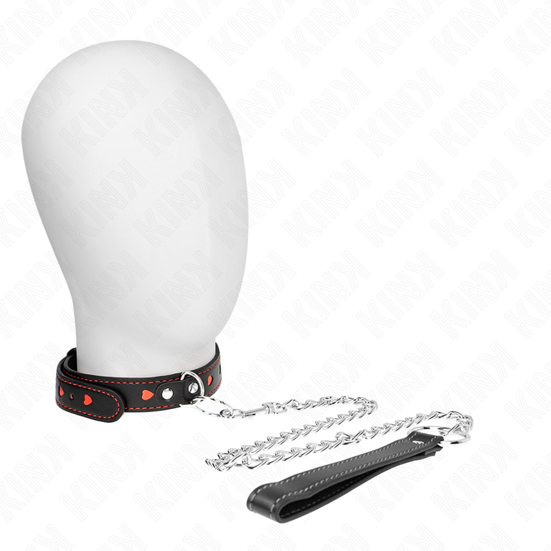 KINK - Halsband med rem 65 cm hjärtdekor 52,5 x 2,5 cm