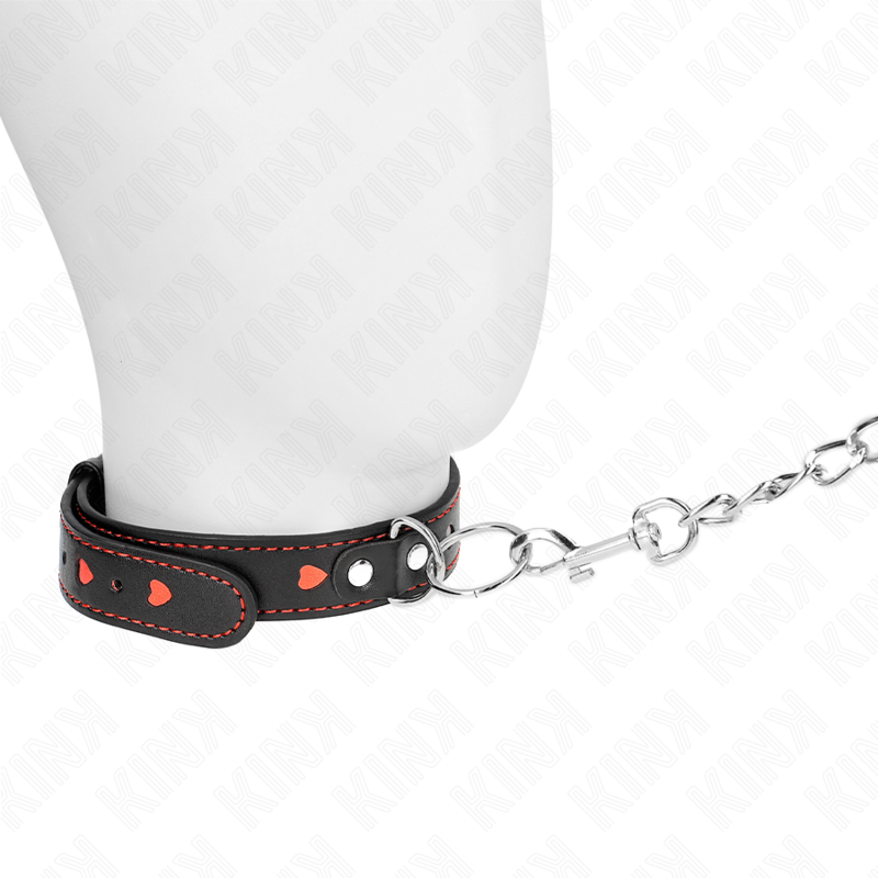 KINK - Halsband med rem 65 cm hjärtdekor 52,5 x 2,5 cm