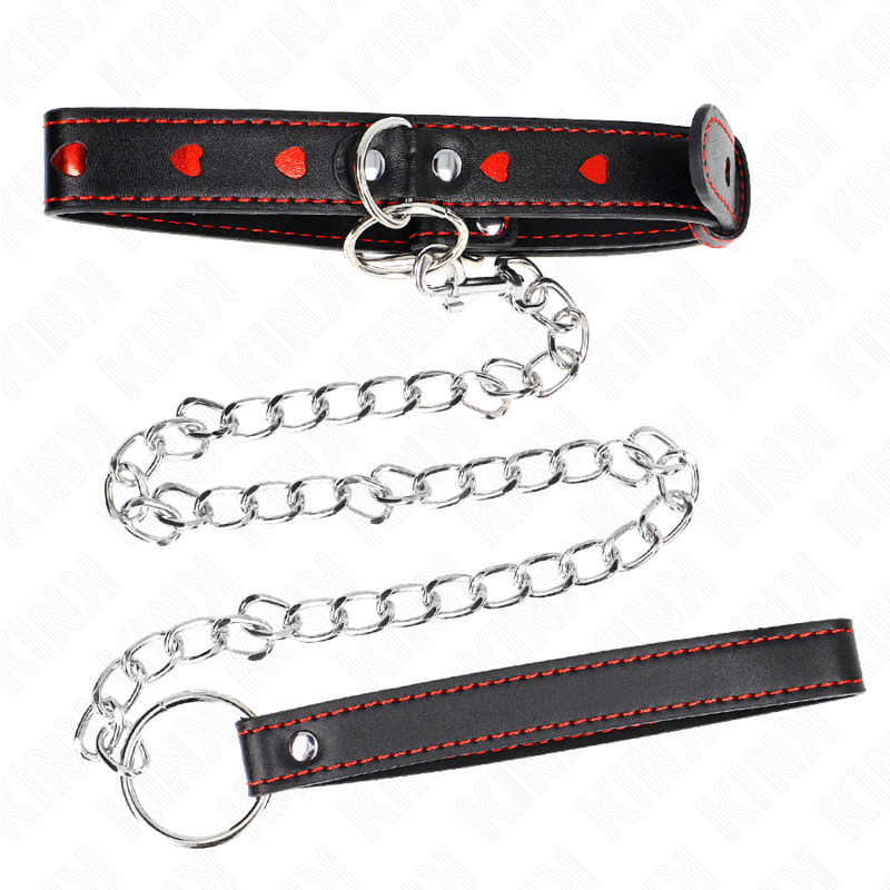 KINK - Halsband med rem 65 cm hjärtdekor 52,5 x 2,5 cm