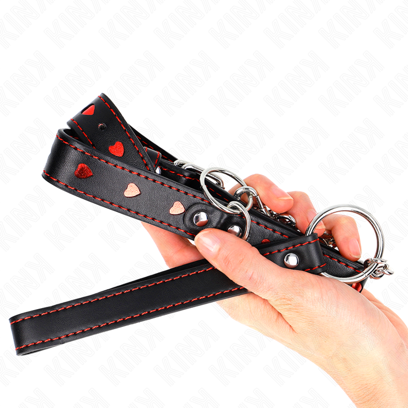KINK - Halsband med rem 65 cm hjärtdekor 52,5 x 2,5 cm