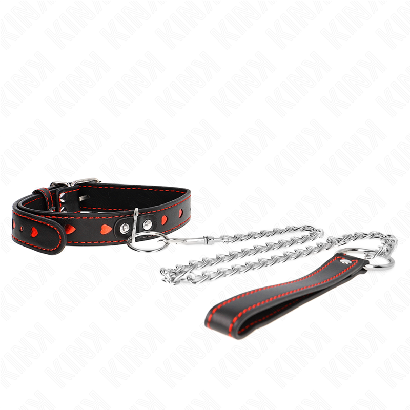 KINK - Halsband med rem 65 cm hjärtdekor 52,5 x 2,5 cm