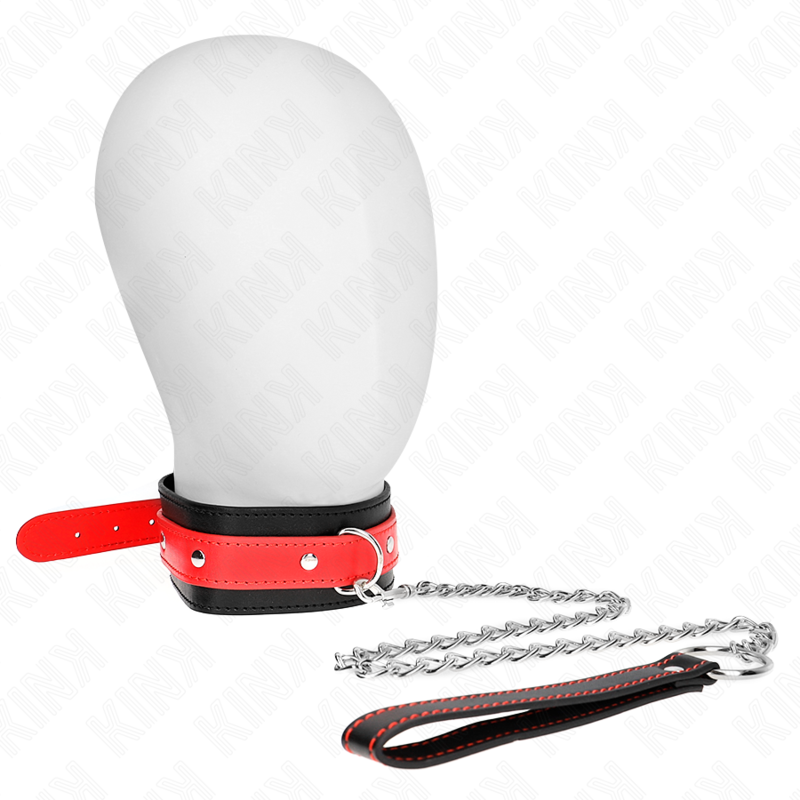 KINK halsband med röd rem, justerbart 65 cm
