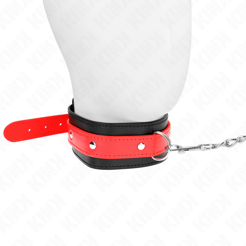 KINK halsband med röd rem, justerbart 65 cm