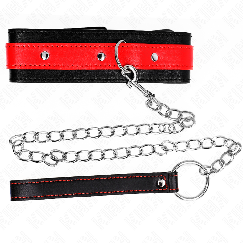 KINK halsband med röd rem, justerbart 65 cm