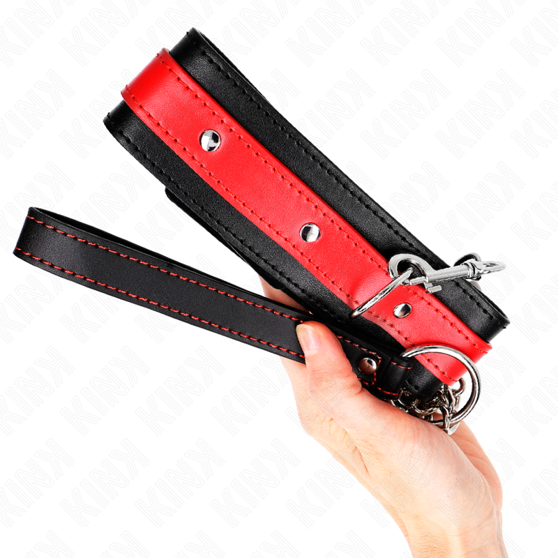 KINK halsband med röd rem, justerbart 65 cm