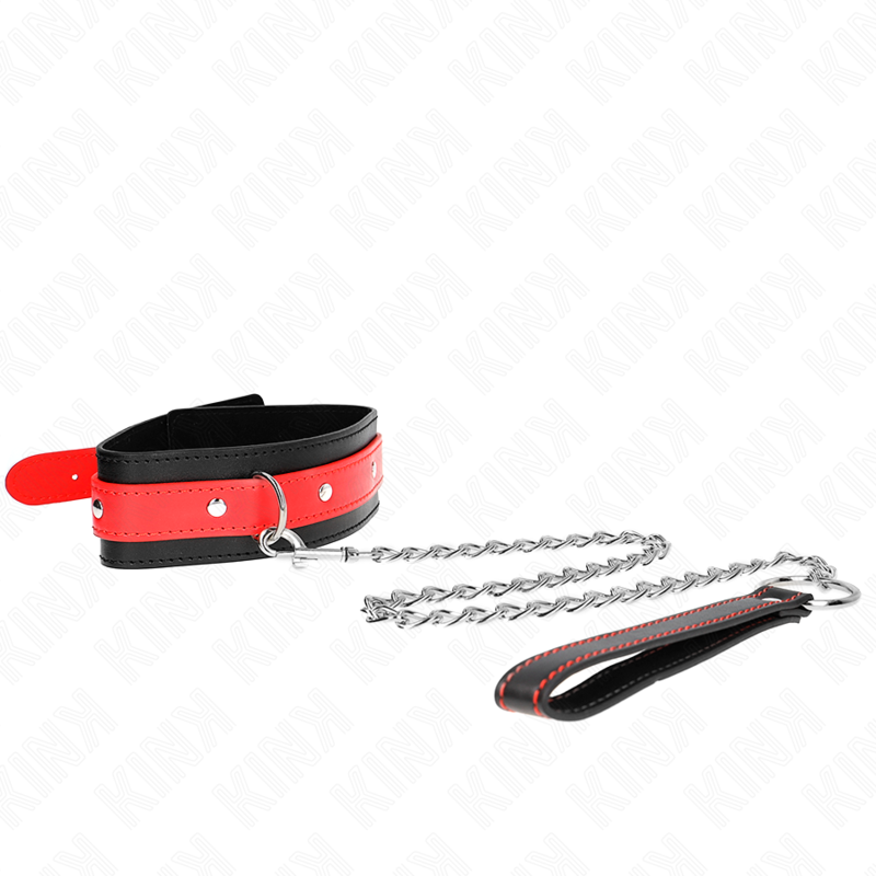KINK halsband med röd rem, justerbart 65 cm