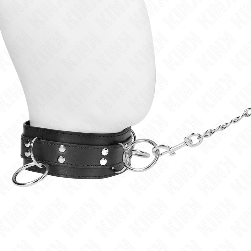 KINK 3 Ring Slavery Necklace med rem 80 cm
