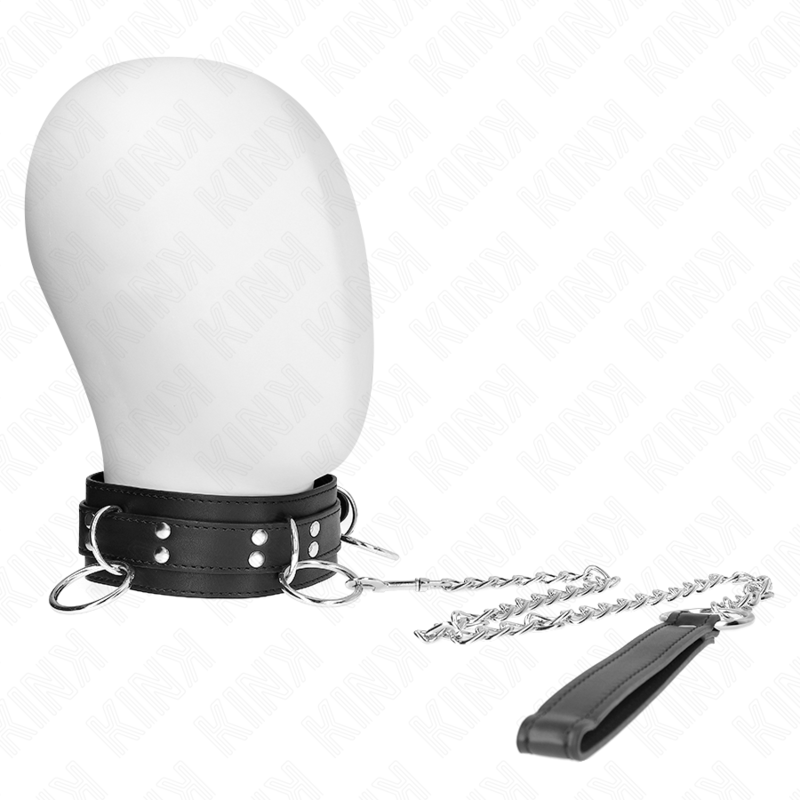 KINK 3 Ring Slavery Necklace med rem 80 cm