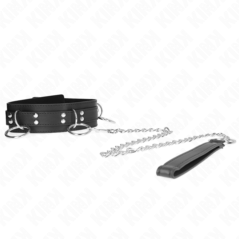 KINK 3 Ring Slavery Necklace med rem 80 cm