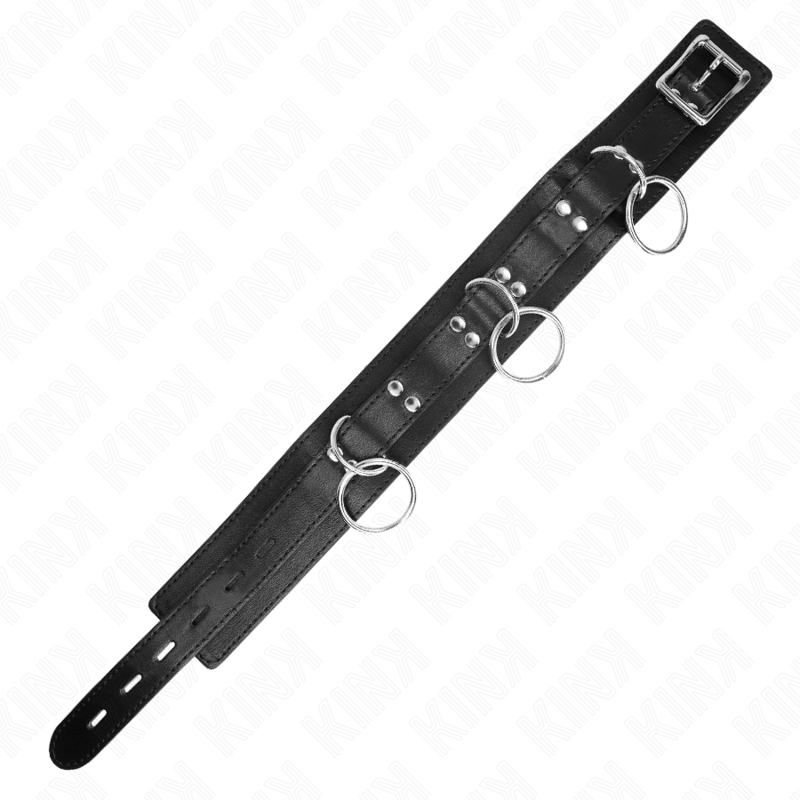 KINK 3 Ring Slavery Necklace med rem 80 cm