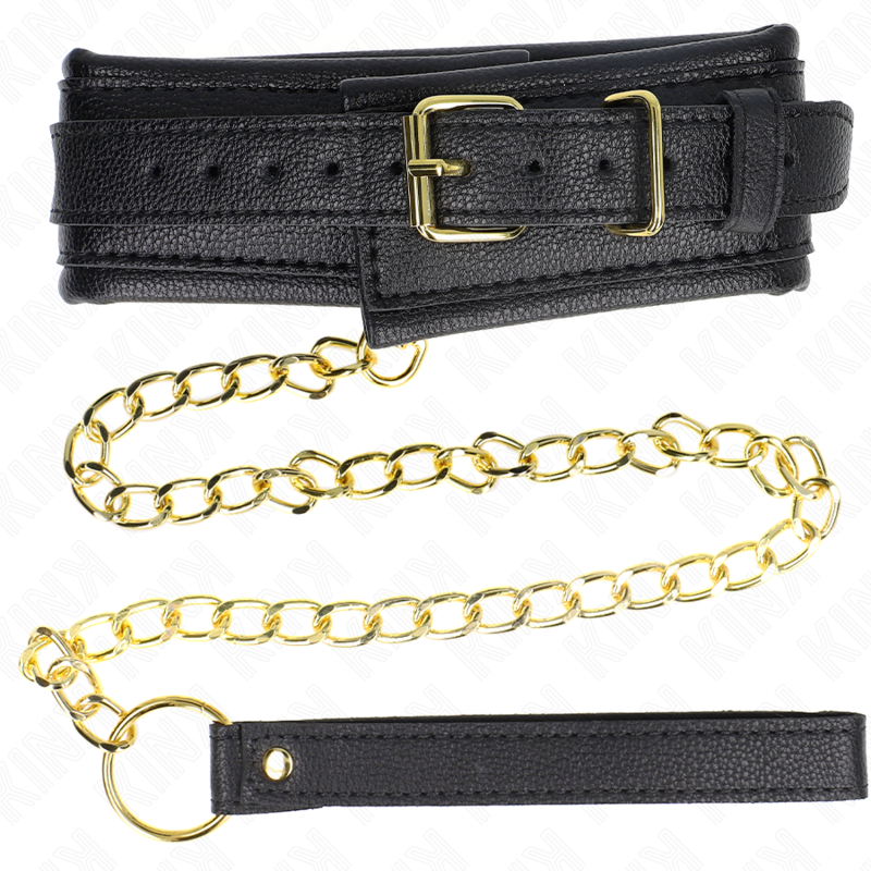 KINK halsband med svampimitation läderrem, justerbar