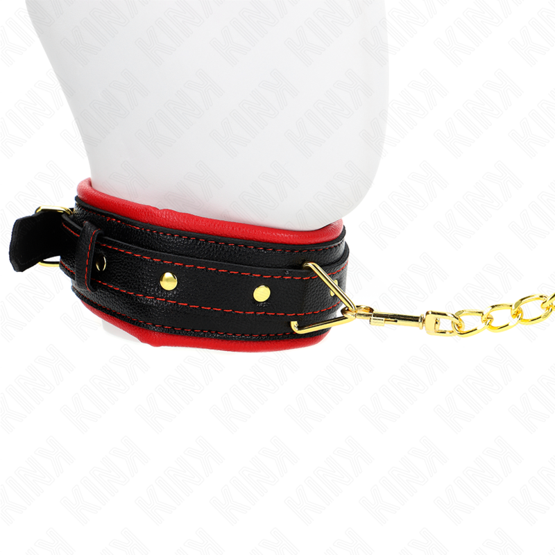 KINK halsband med svampimitation läderrem, justerbar 37-54 cm