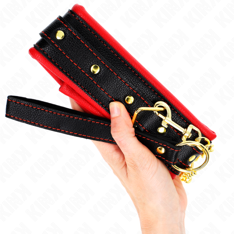 KINK halsband med svampimitation läderrem, justerbar 37-54 cm