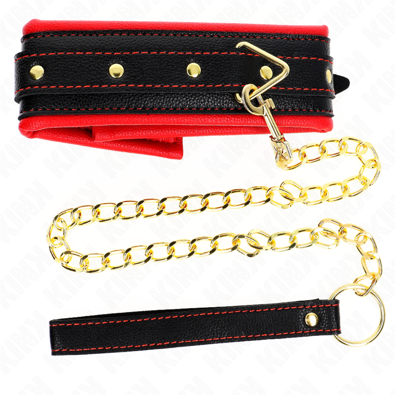 KINK halsband med svampimitation läderrem, justerbar 37-54 cm