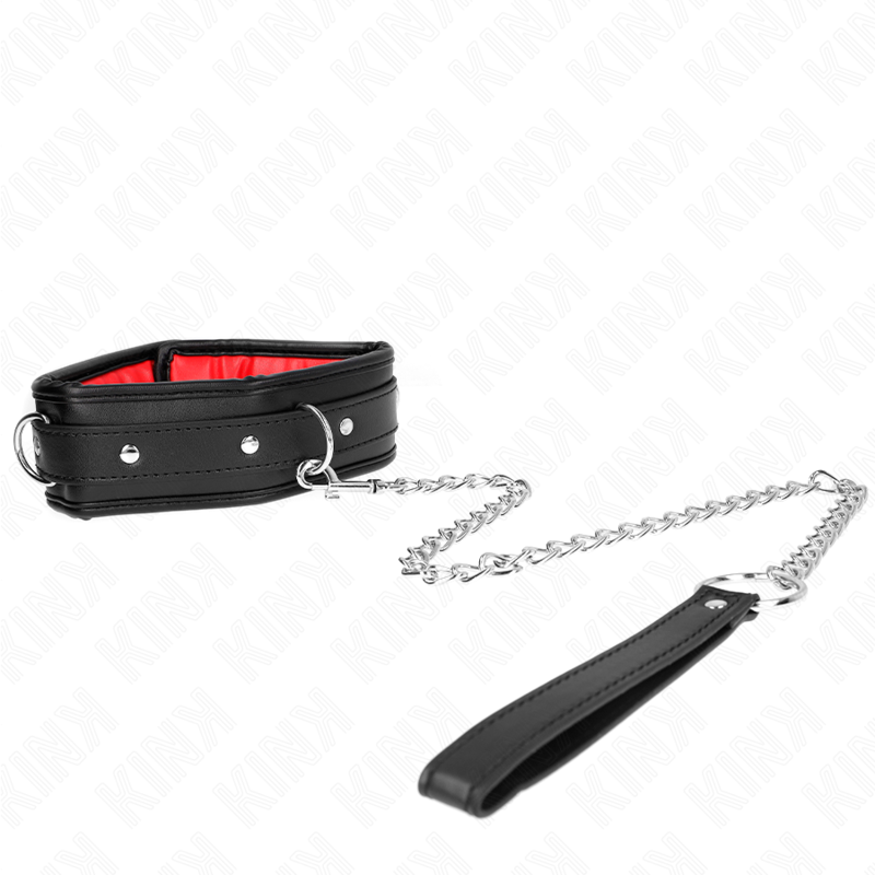 KINK halsband med svampimitation läderrem, justerbar 37-54 cm