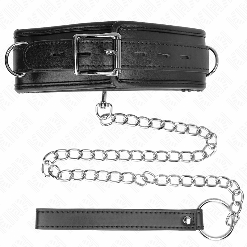 KINK halsband med svampimitation läderrem, justerbar 37-54 cm